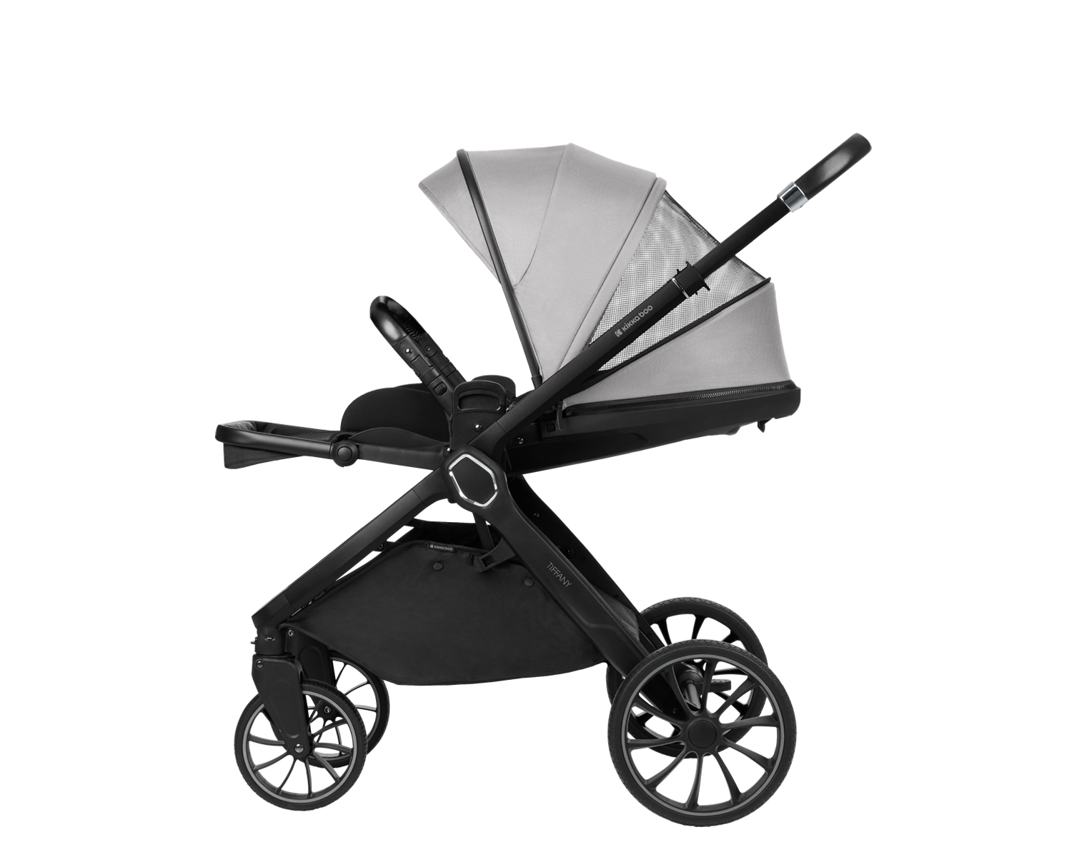 Комбинирана количка 2в1 с кош за новородено Tiffany Light Grey 2024