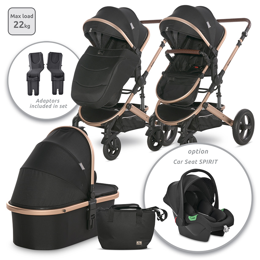 Baby stroller boston black + adapters