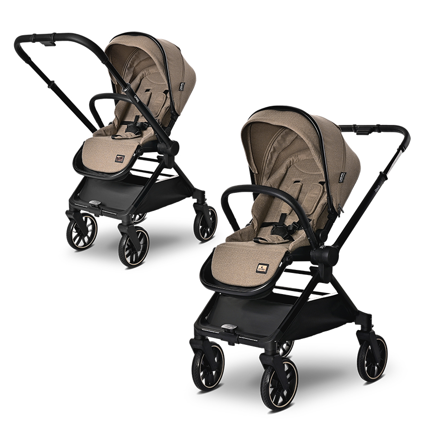 Бебешка количка reya 3in1 brown с реверсивна дръжка