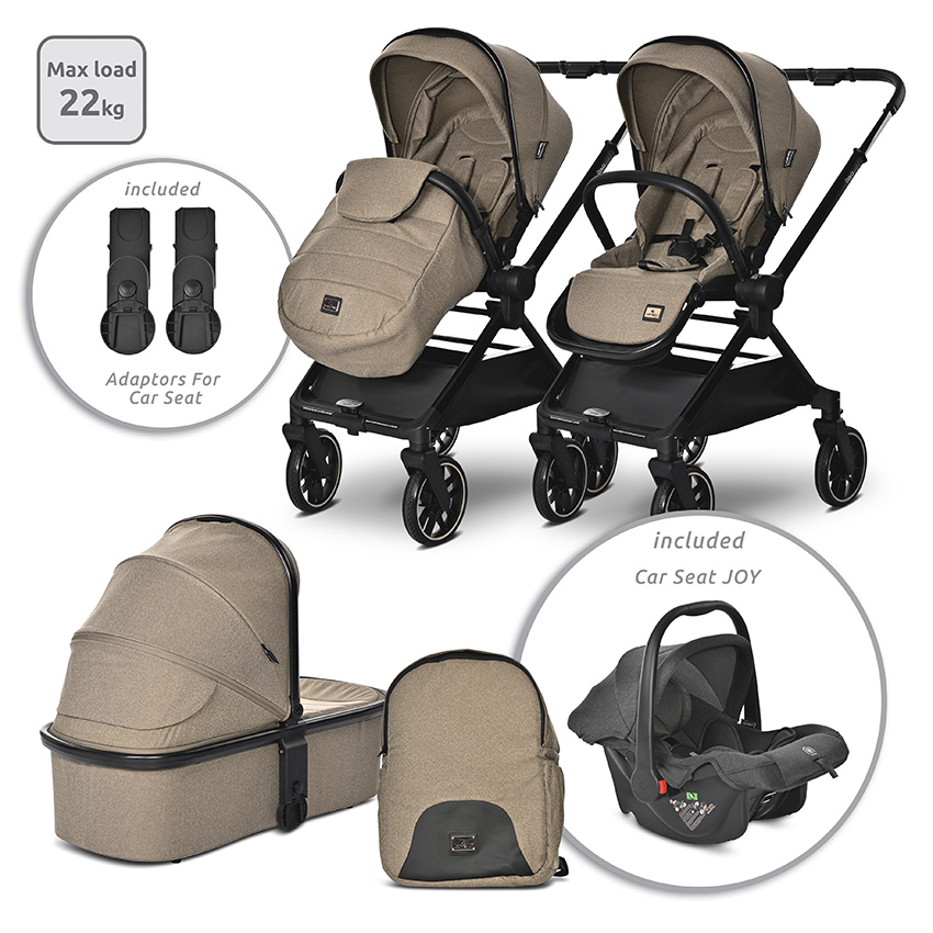 Бебешка количка reya 3in1 brown с реверсивна дръжка