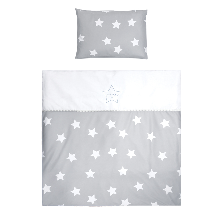 Сет за люлка first dreams ранфорс сиви звезди