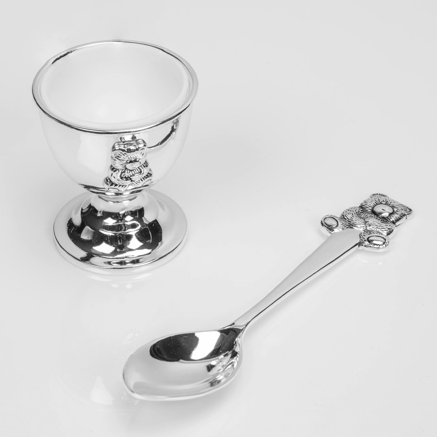 Widdop Celebrations Silver Plated Egg Cup and Spoon Set - Teddy