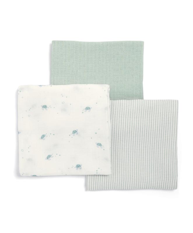 Mamas & Papas Large muslin squares 3 pack 90x90cm - Turtle