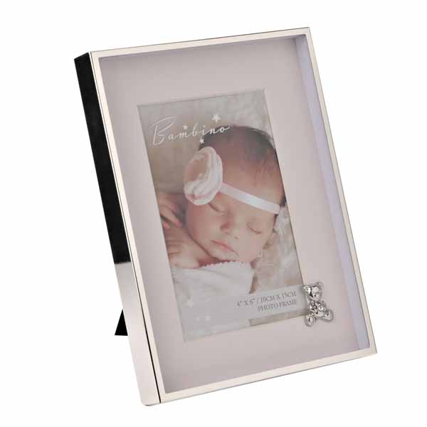 Widdop Bambino silver-plated photo frame with decoration - Teddy Pink