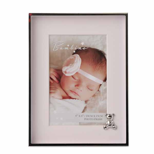 Widdop Bambino silver-plated photo frame with decoration - Teddy Pink