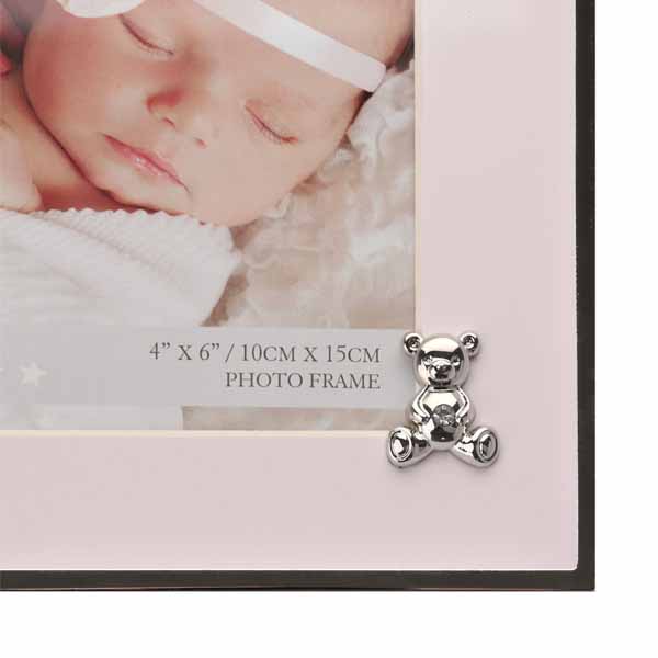 Widdop Bambino silver-plated photo frame with decoration - Teddy Pink
