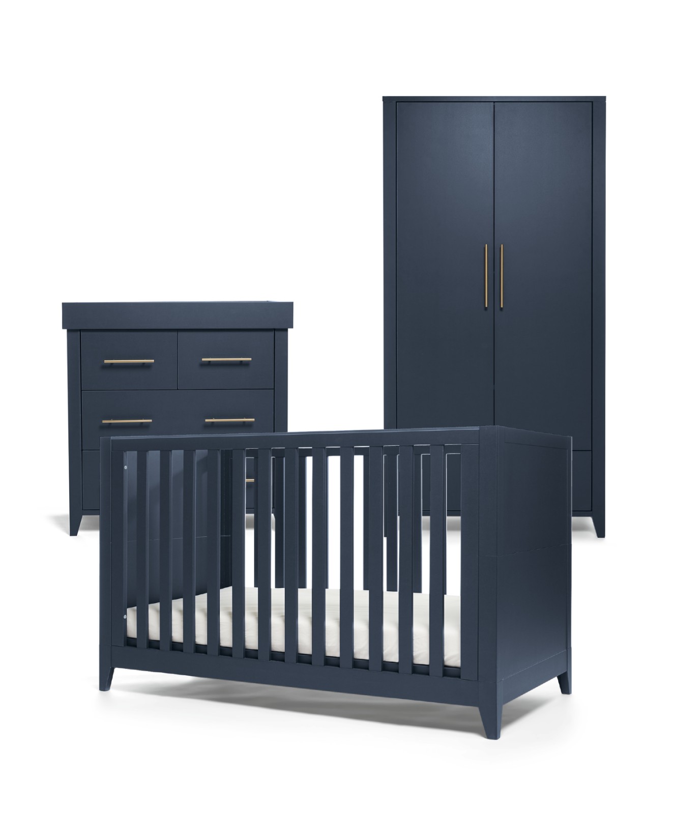 Mamas & Papas Set - Melfi Bed, Dresser and Wardrobe - Midnight Blue