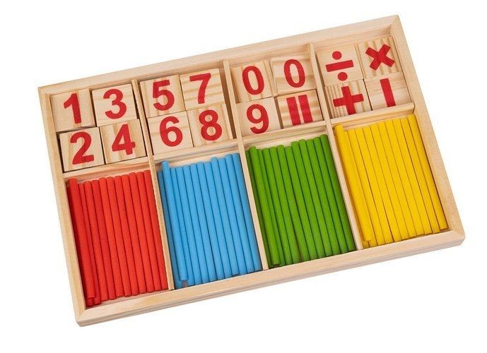 Wooden math game based on the Montessori method