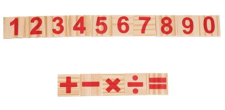 Wooden math game based on the Montessori method