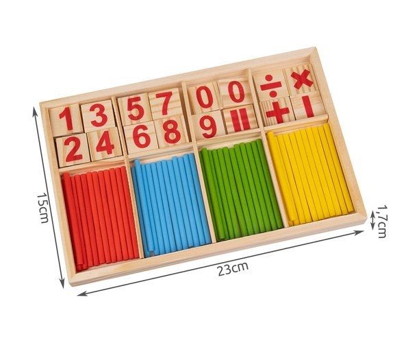 Wooden math game based on the Montessori method