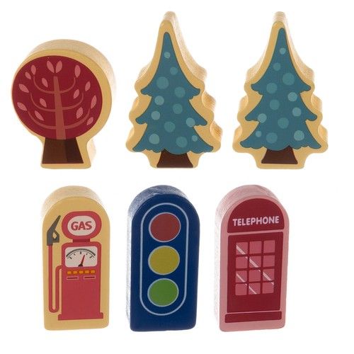 Large wooden set for children with cubes, puzzle and constructor