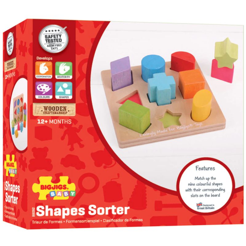 Bigjigs- Wooden children’s geometric shape sorter
