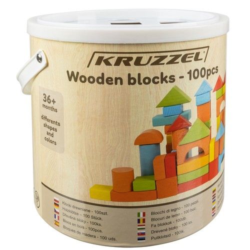 Wooden blocks - 100 pieces - Kruzzel