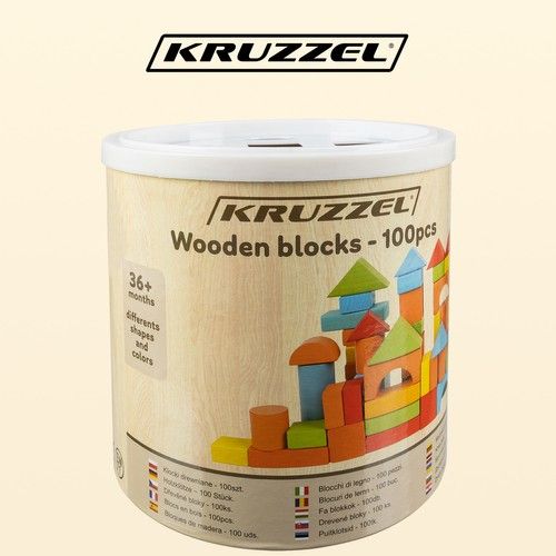 Wooden blocks - 100 pieces - Kruzzel