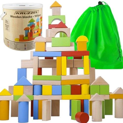 Wooden blocks - 100 pieces - Kruzzel
