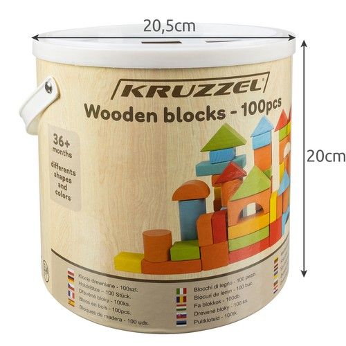 Wooden blocks - 100 pieces - Kruzzel