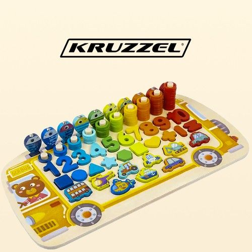 Дървен образователен пъзел сортер 6 в 1 - Kruzzel
