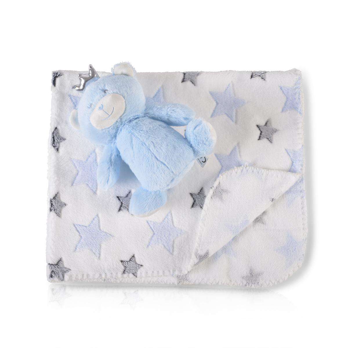 Бебешко одеяло 90/75 cm с играчка Blue Bear