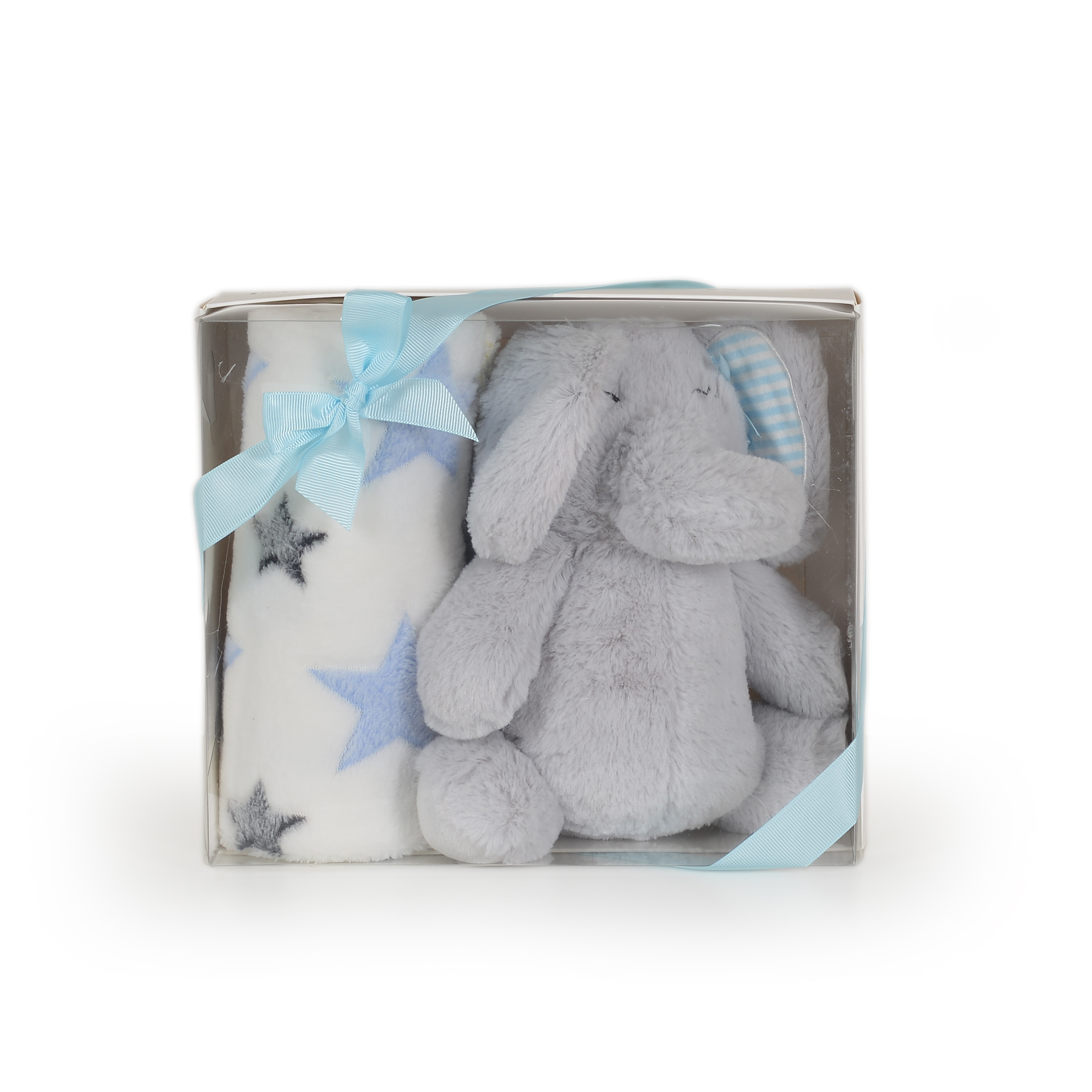 Бебешко одеяло 90/75 cm с играчка Elephant blue