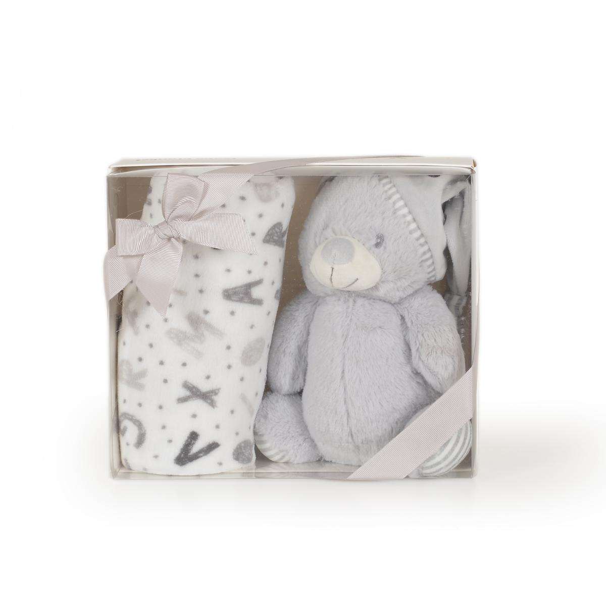 Бебешко одеяло 90/75 cm с играчка Grey bear