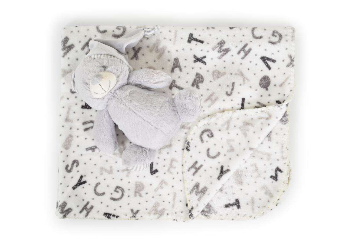 Бебешко одеяло 90/75 cm с играчка Grey bear