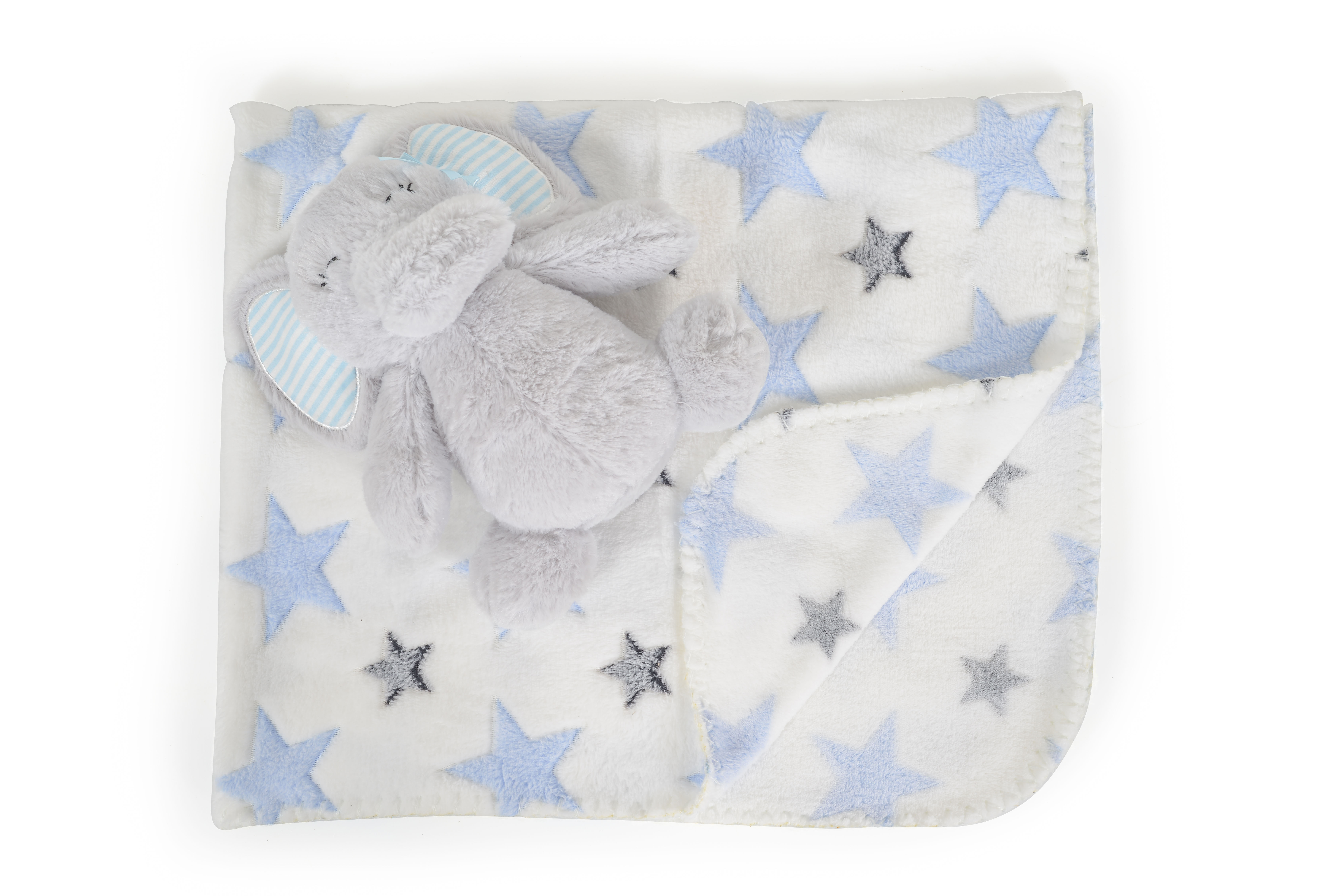 Бебешко одеяло 90/75 cm с играчка Elephant blue