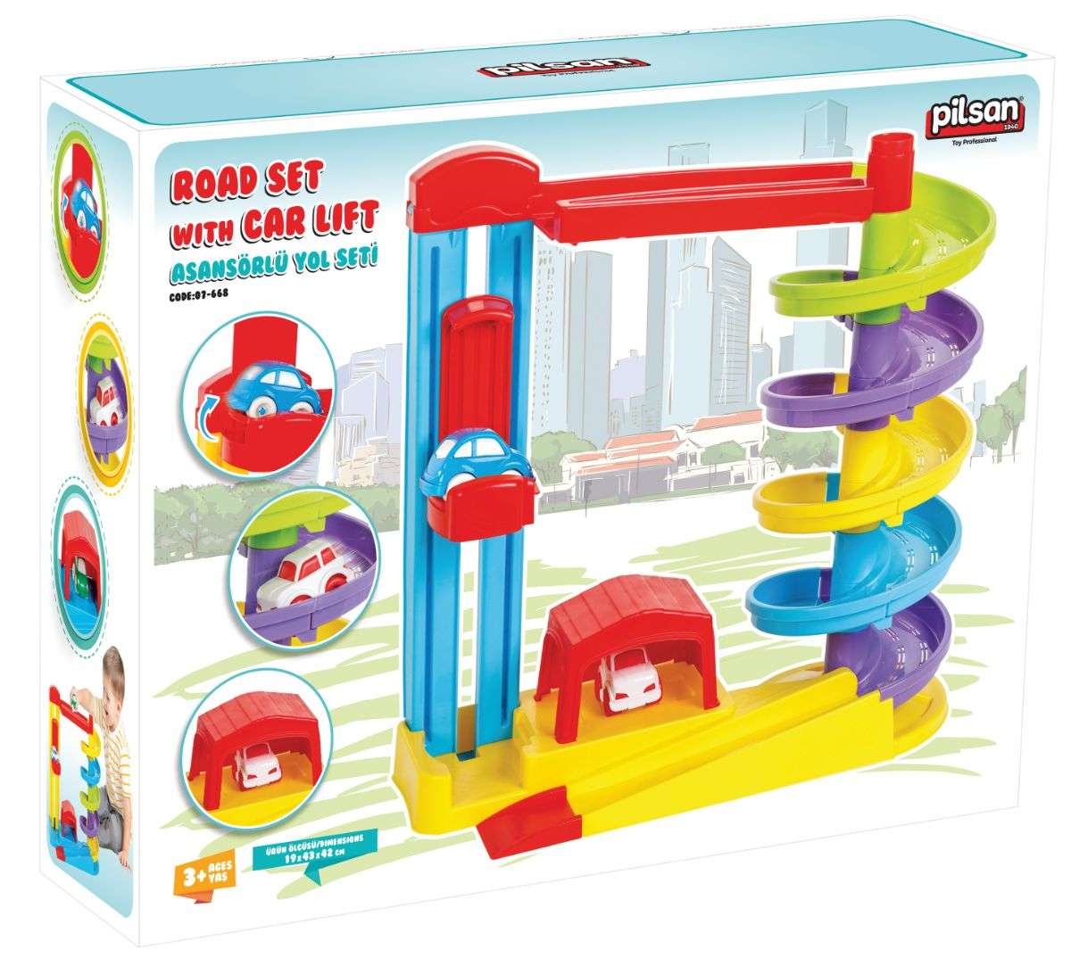Pilsan Road set with car lift 07668