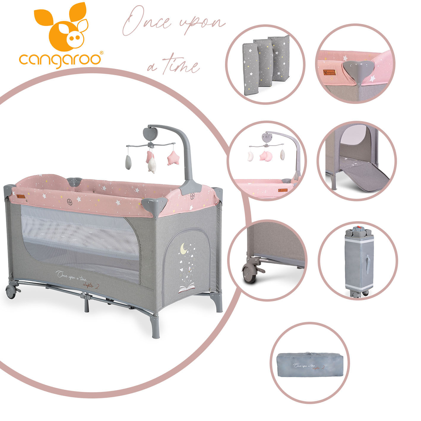 Folding cot Once upon a time 2 pink