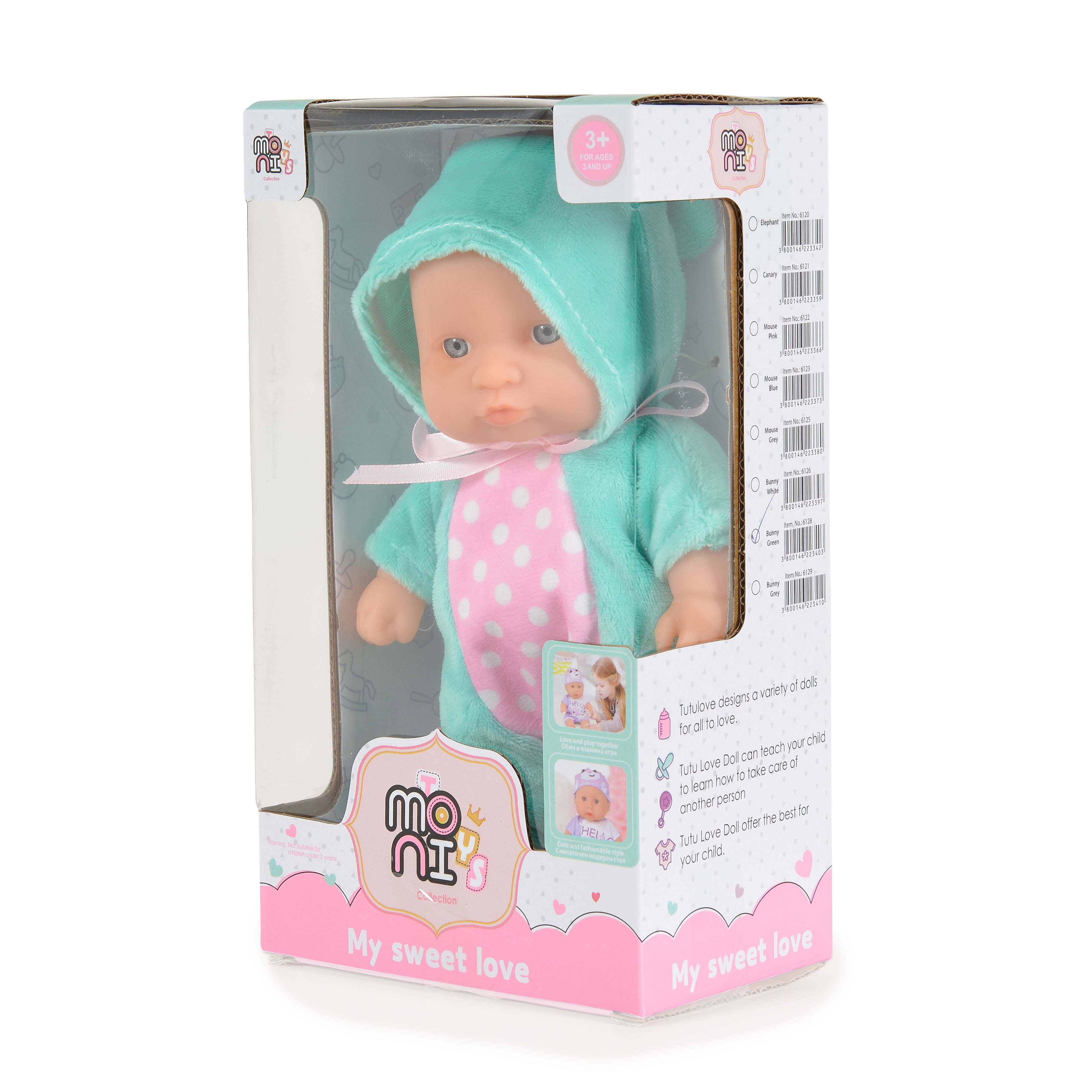 Doll 20cm Bunny Green 6128