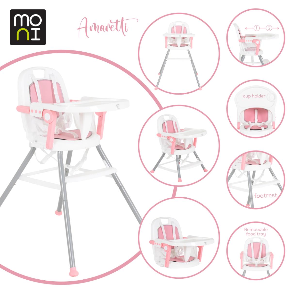 High chair 3 in 1 Amaretti pink