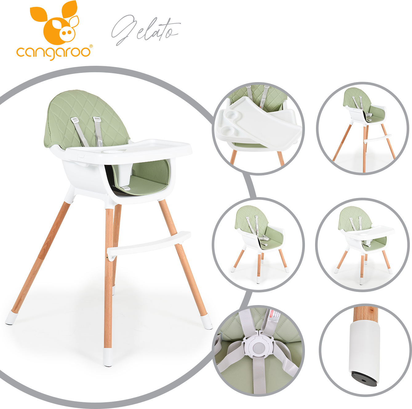 Wooden dining chair Gelato 2in1 mint