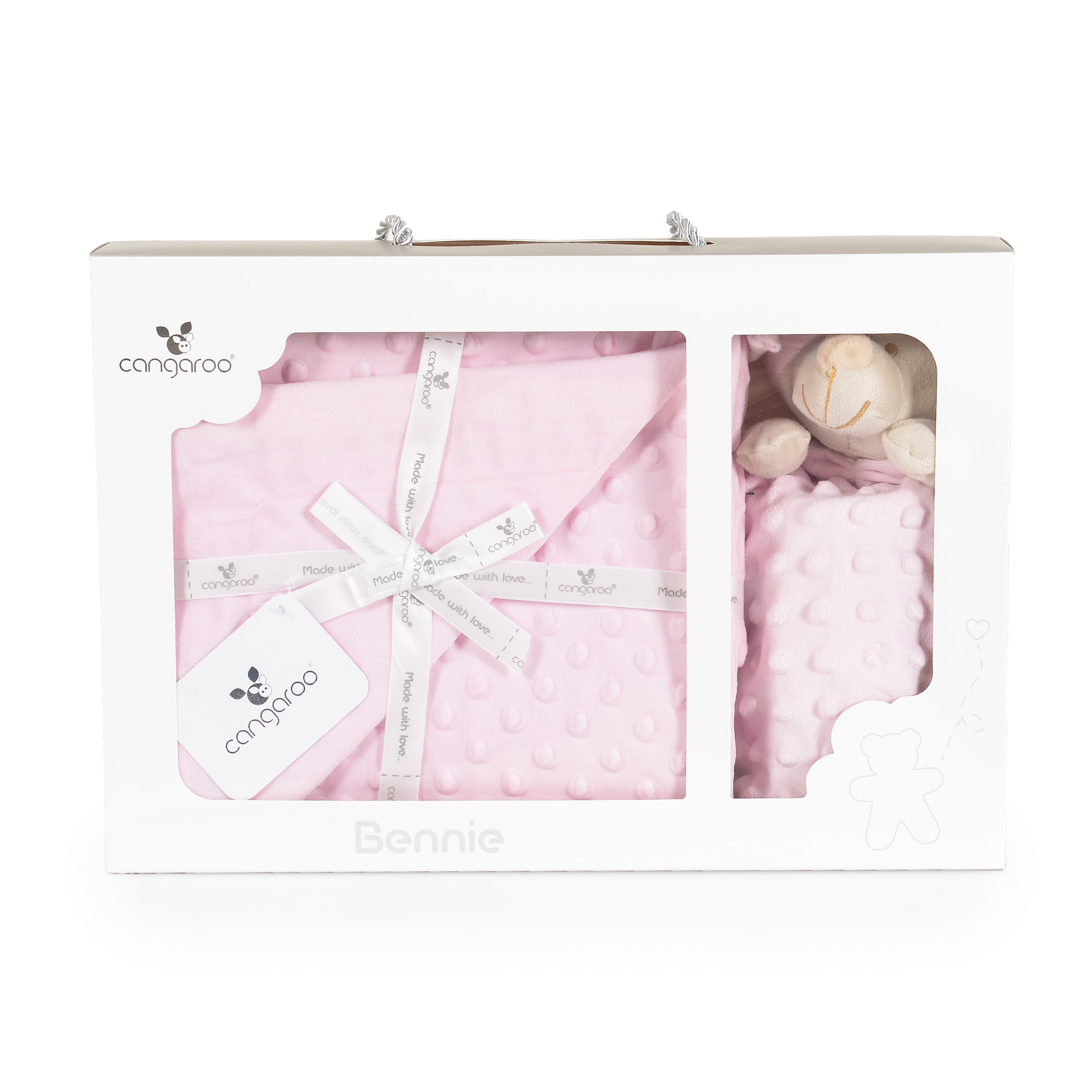 Blanket 75/100 cm with toy Bennie pink
