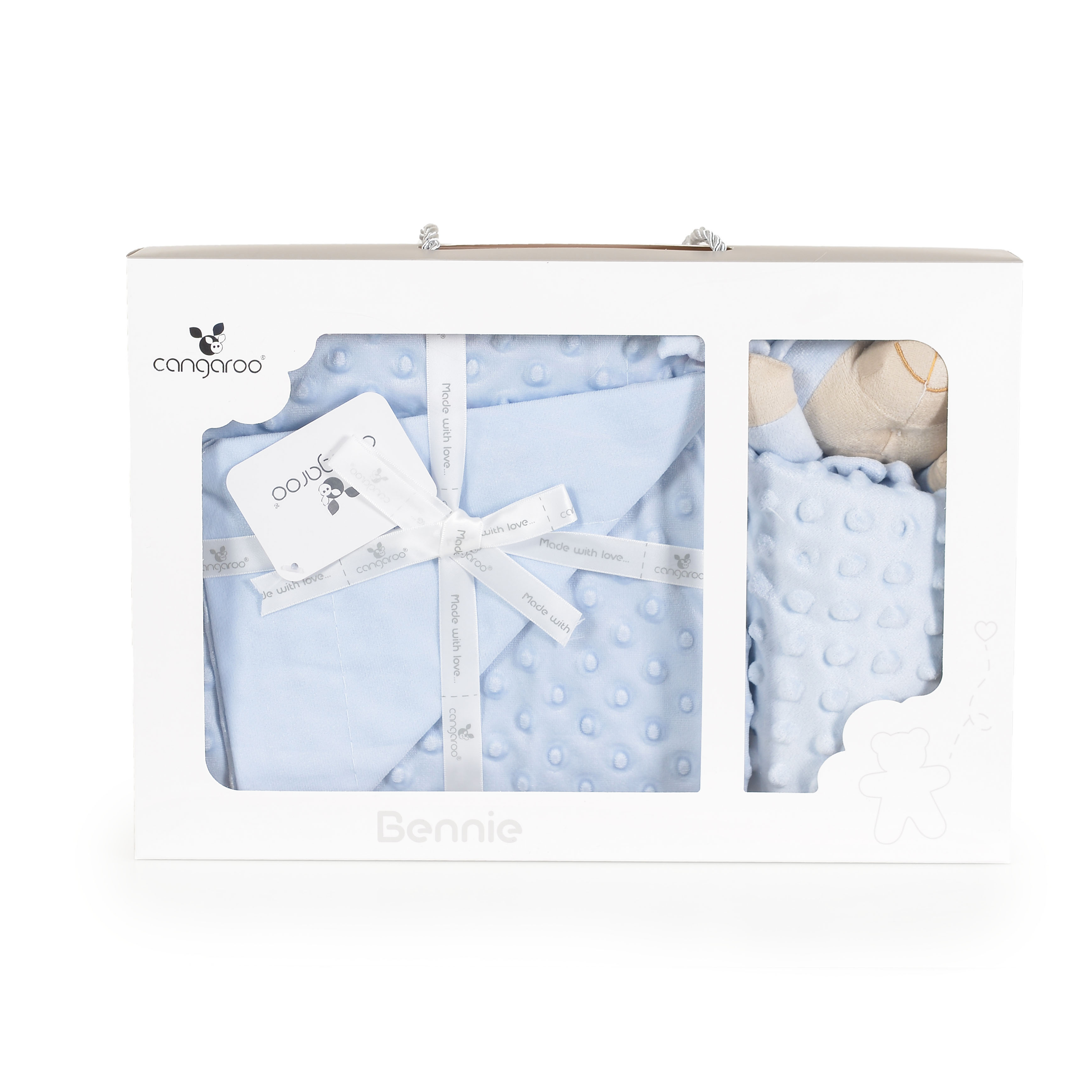 Blanket 75/100 cm with toy Bennie blue