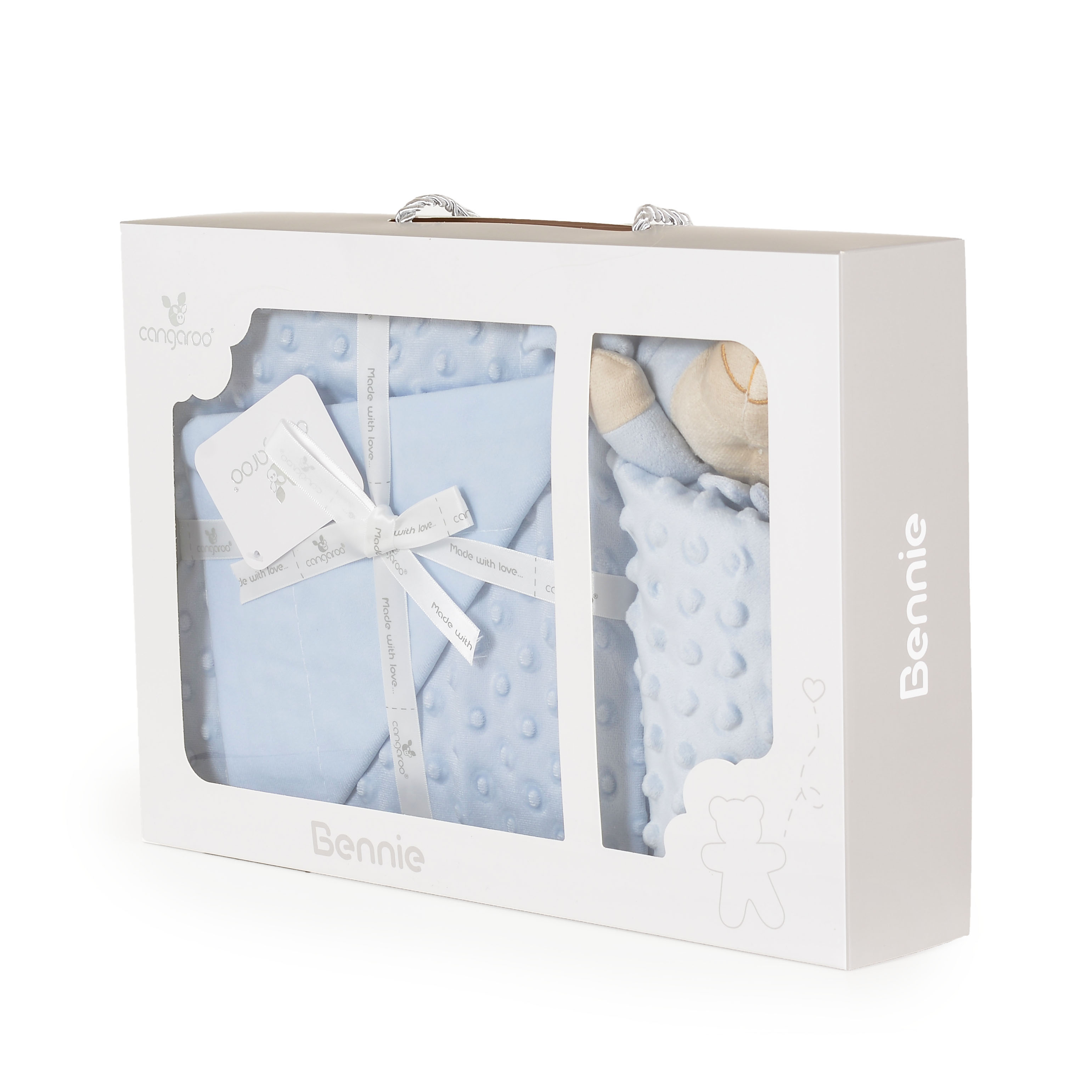 Blanket 75/100 cm with toy Bennie blue