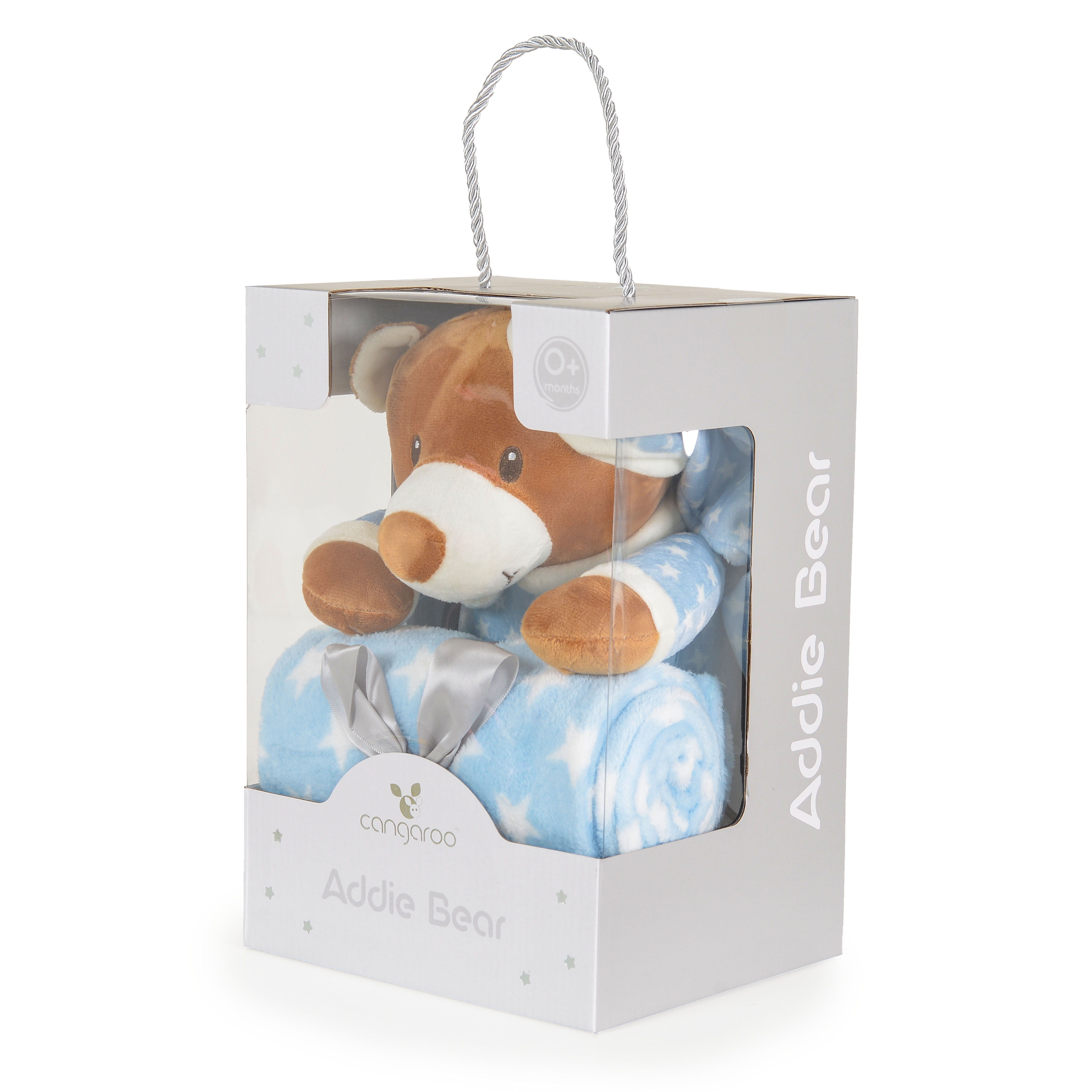 Blanket 90/75 cm with Addie Bear toy blue