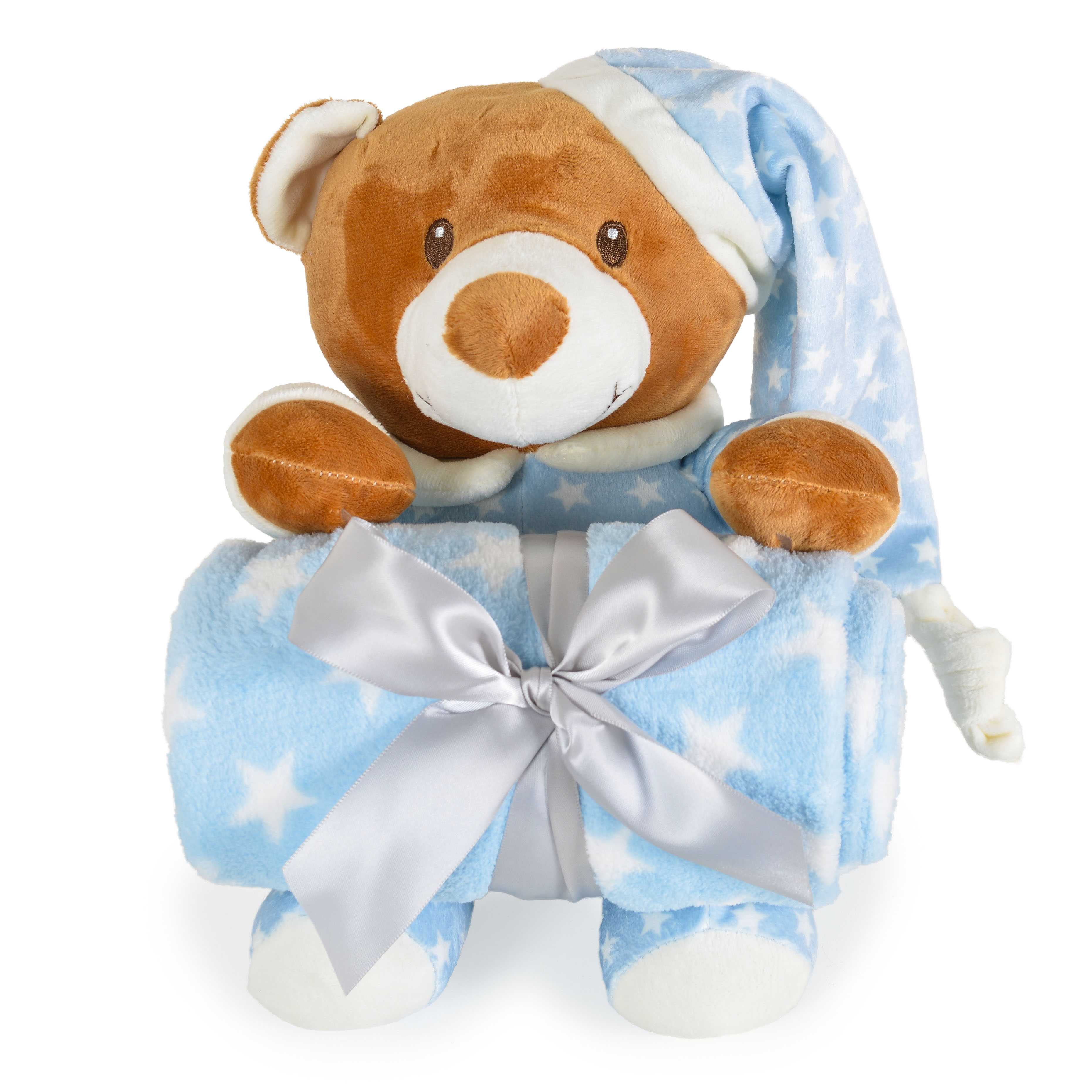 Blanket 90/75 cm with Addie Bear toy blue