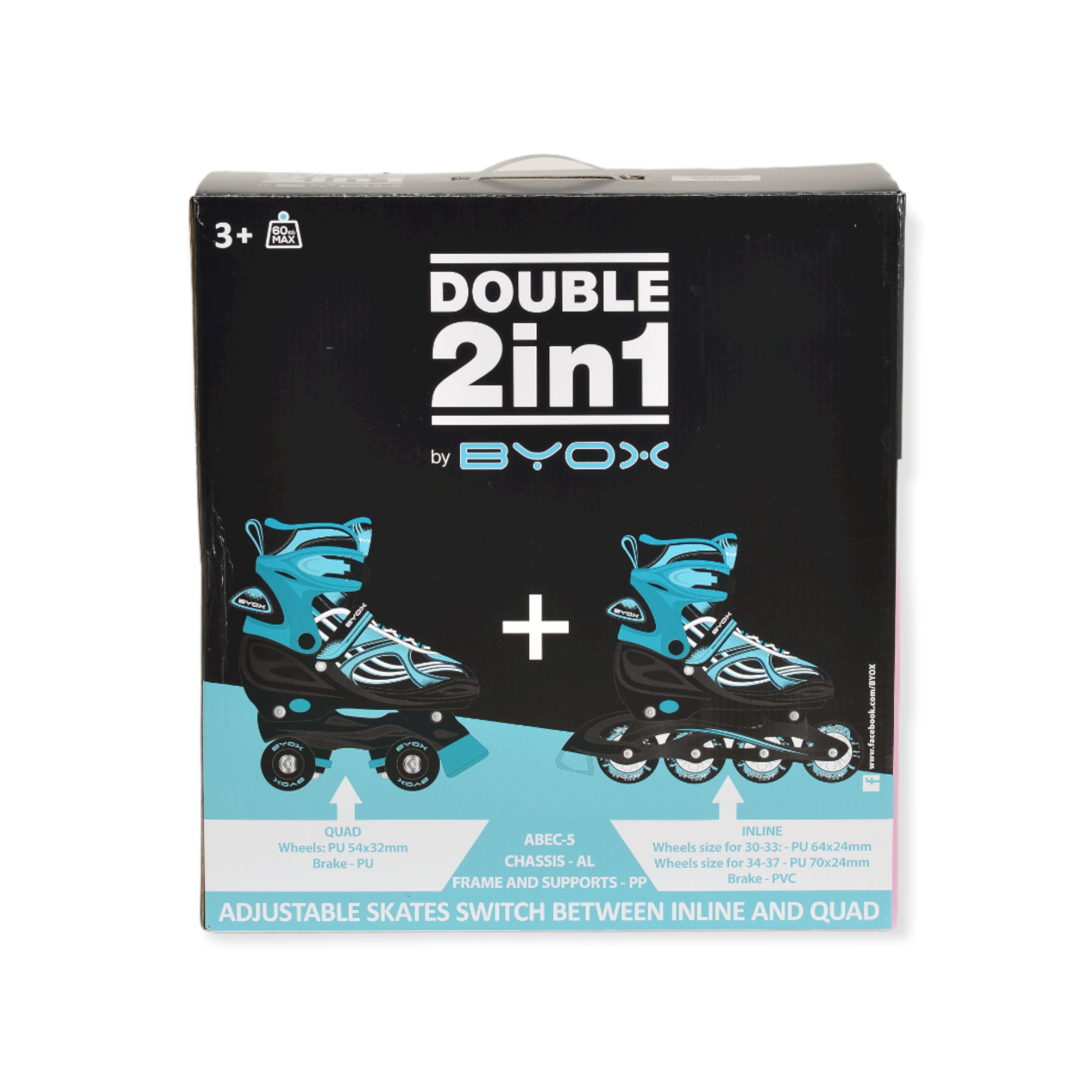 Roller skates Double 2in1 turquoise M-(34-37)