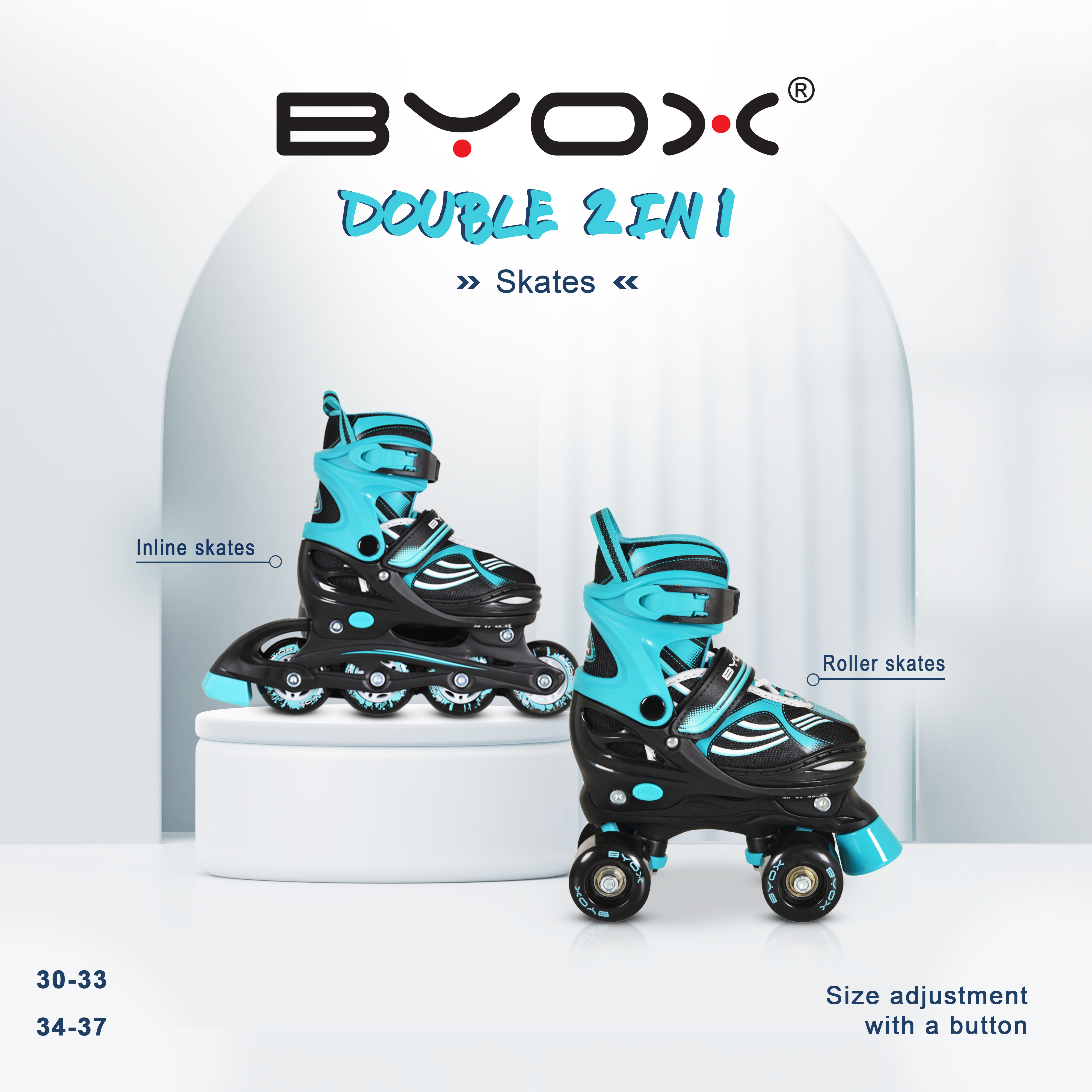 Roller skates Double 2in1 turquoise M-(34-37)