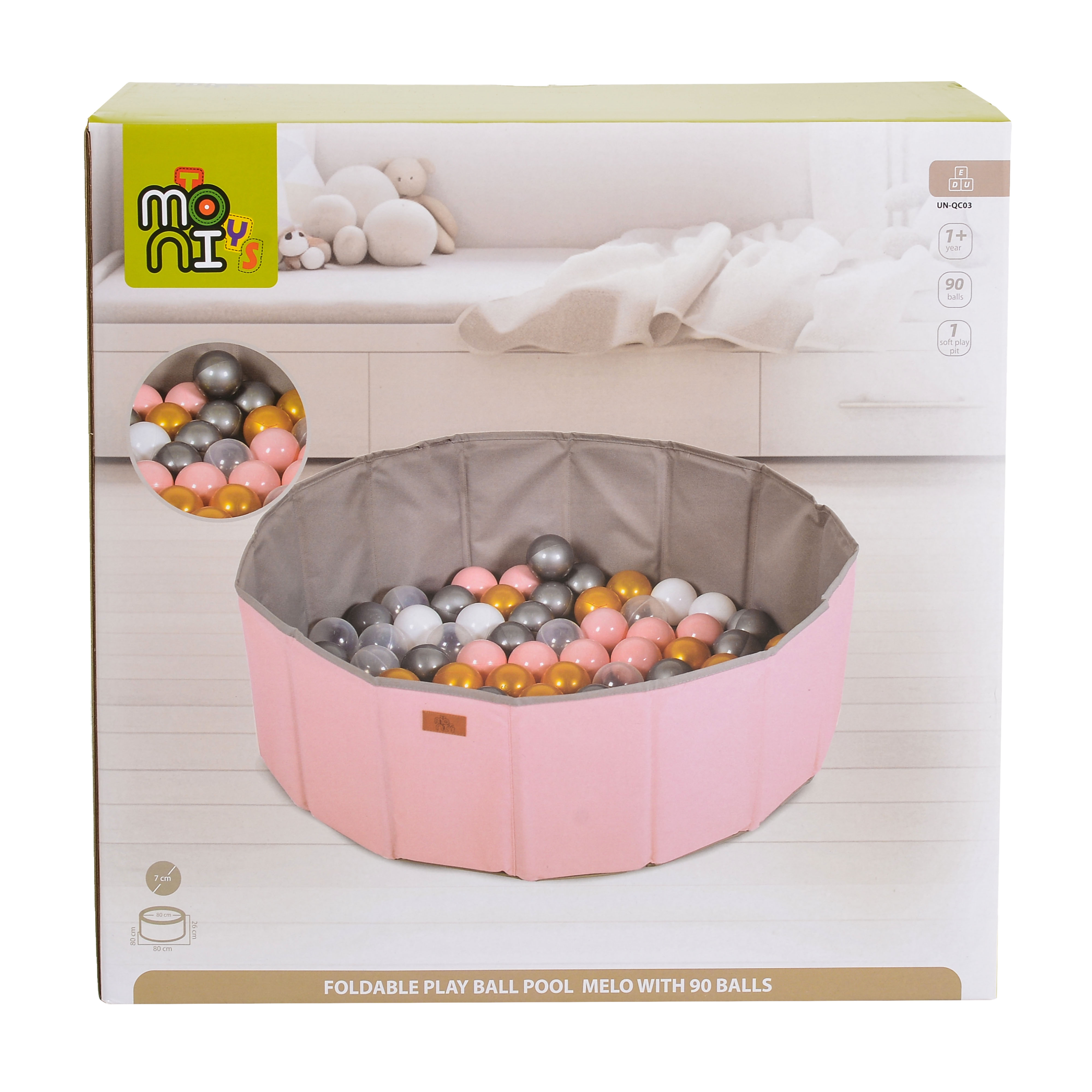 Foldable pool with 90 balls Melo-pink