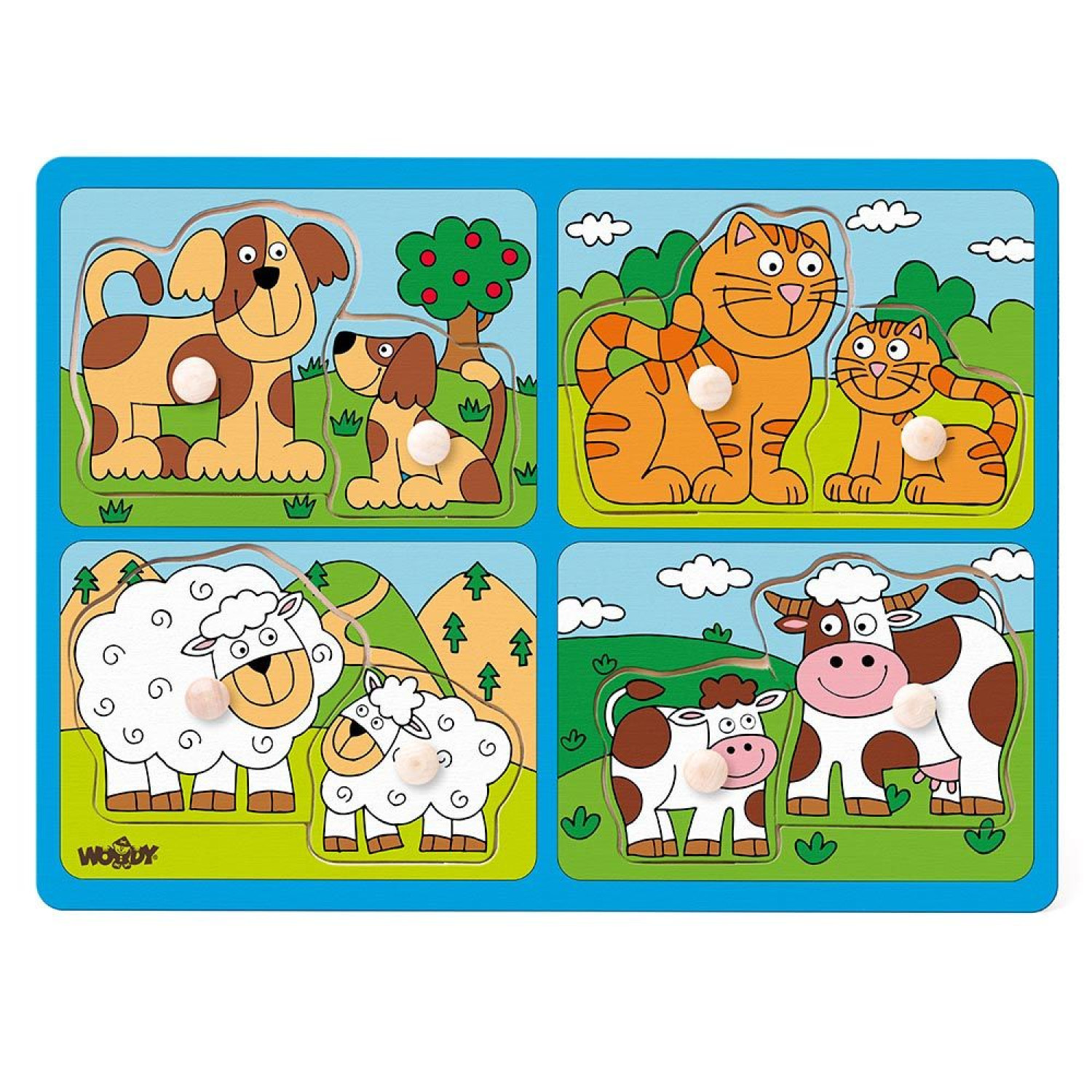 Wooden puzzle, Domestic animals and their young Age: 1+
