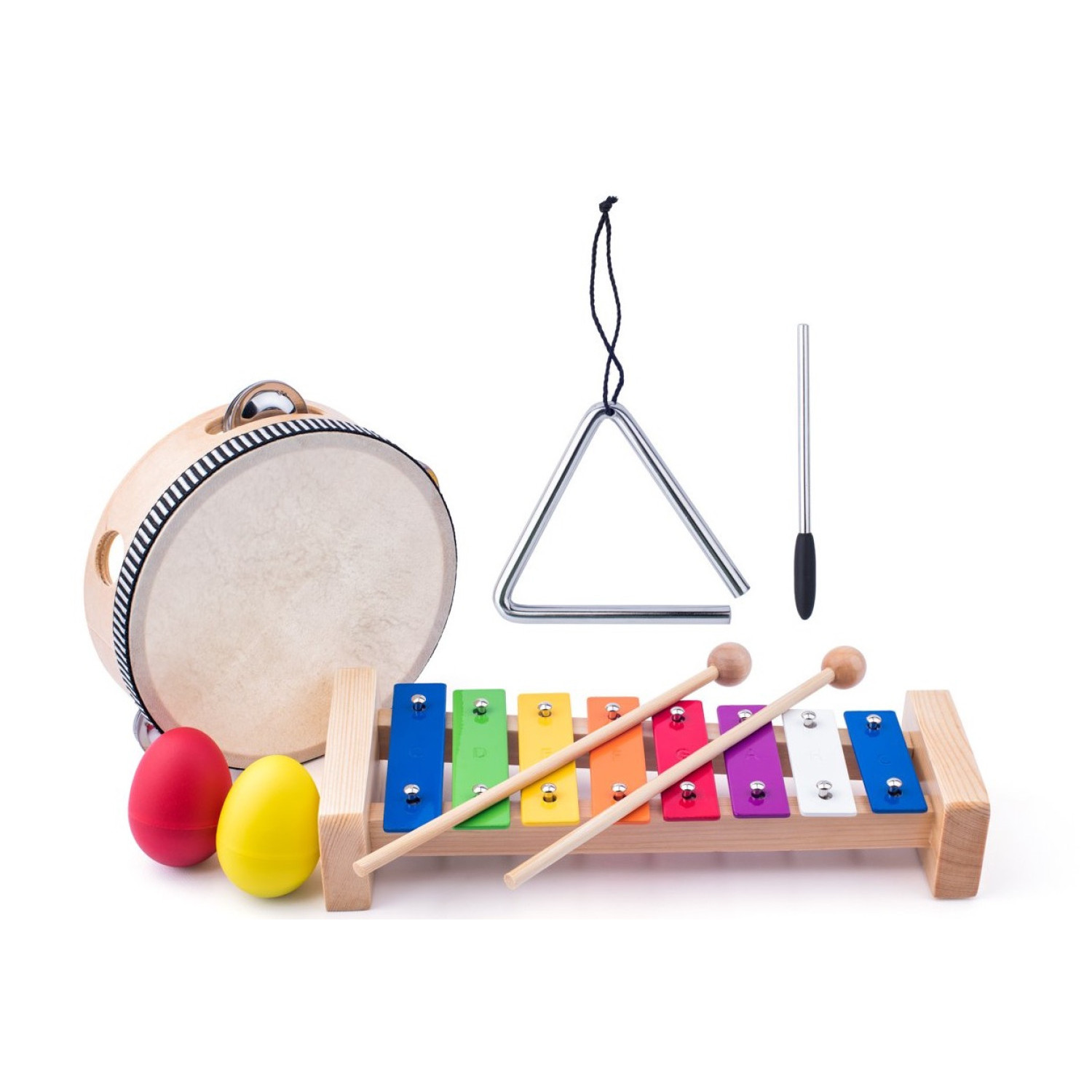 Wooden musical instrument set with triangle Age: 2+