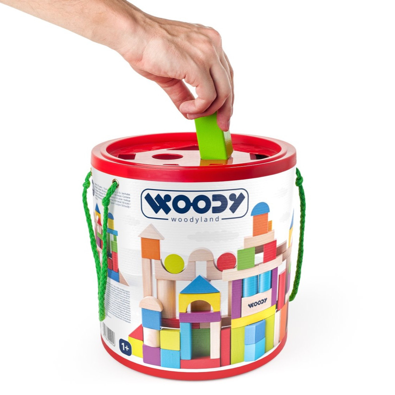 Дървен цветен конструктор в кофа, 100 части Възраст: 1+
Брой части: 100