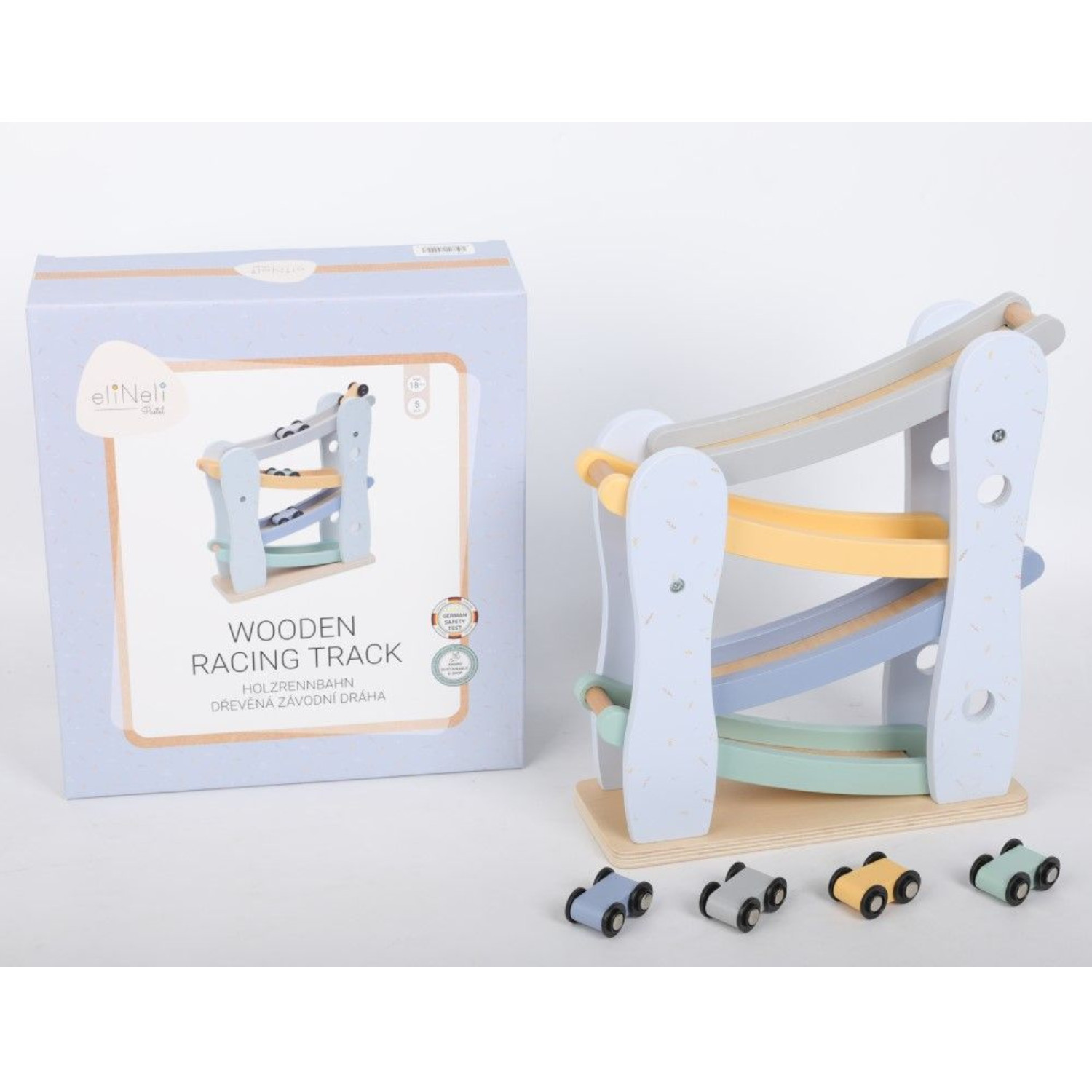 Wooden track Rolli with 4 cars Age: 1+ Size: 25.8x9x29.2 cm