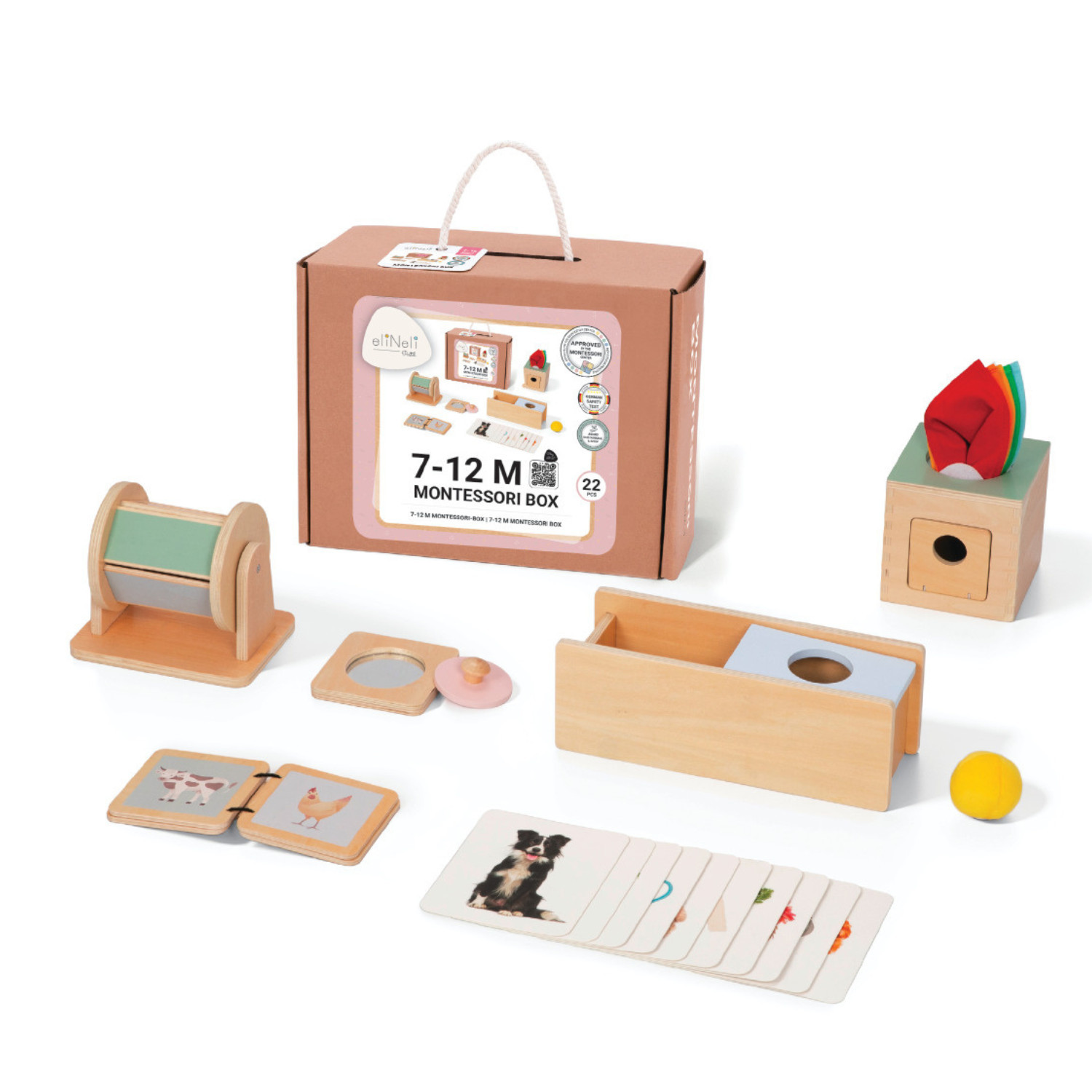 Образователна Монтесори кутия за бебета 7-12 месеца Възраст: 6+