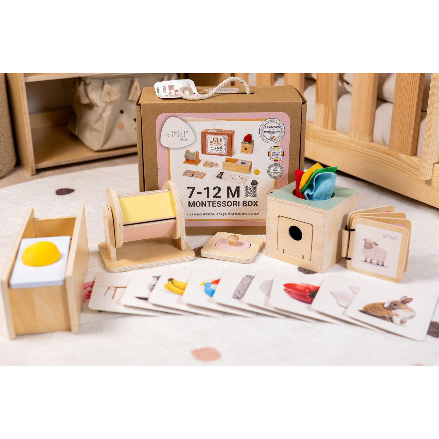 Образователна Монтесори кутия за бебета 7-12 месеца Възраст: 6+