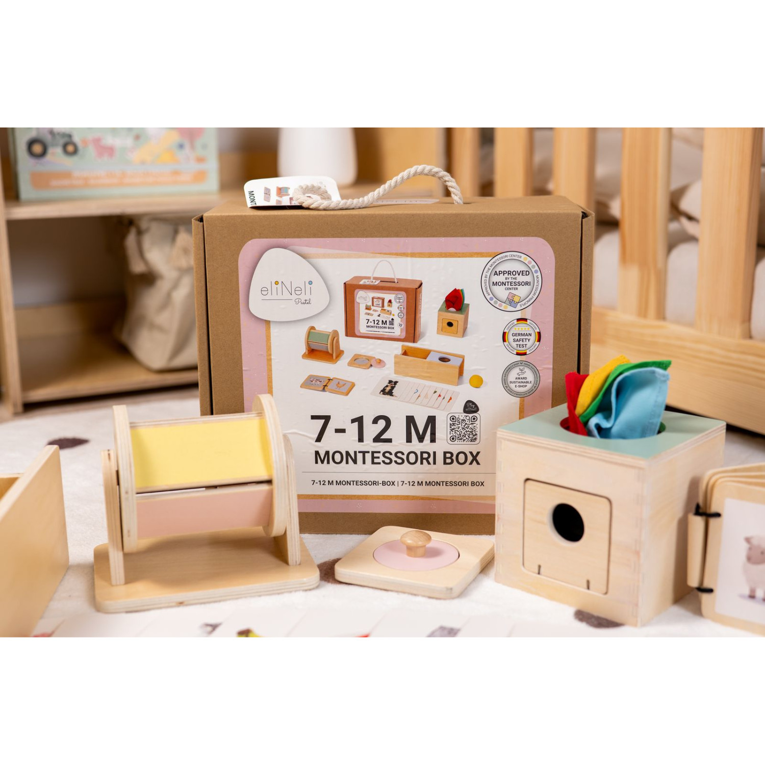 Образователна Монтесори кутия за бебета 7-12 месеца Възраст: 6+