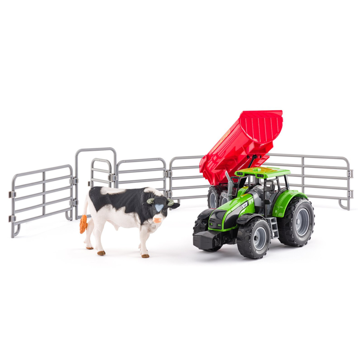 Tractor with bull and accessories, 8 parts Age: 3+ Number of parts: 8