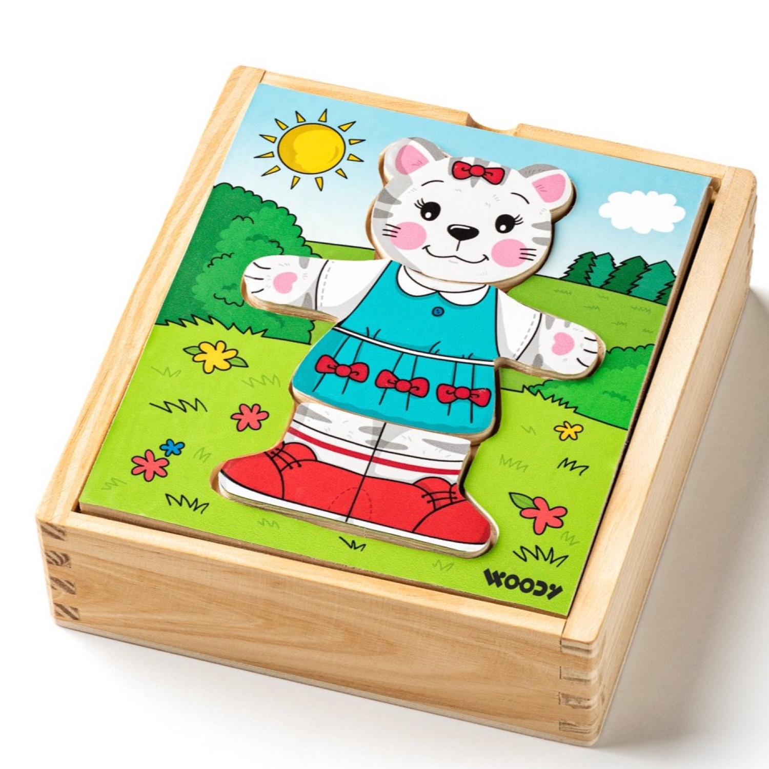 Set of 6 wooden puzzles Murray the Cat Age: 2+