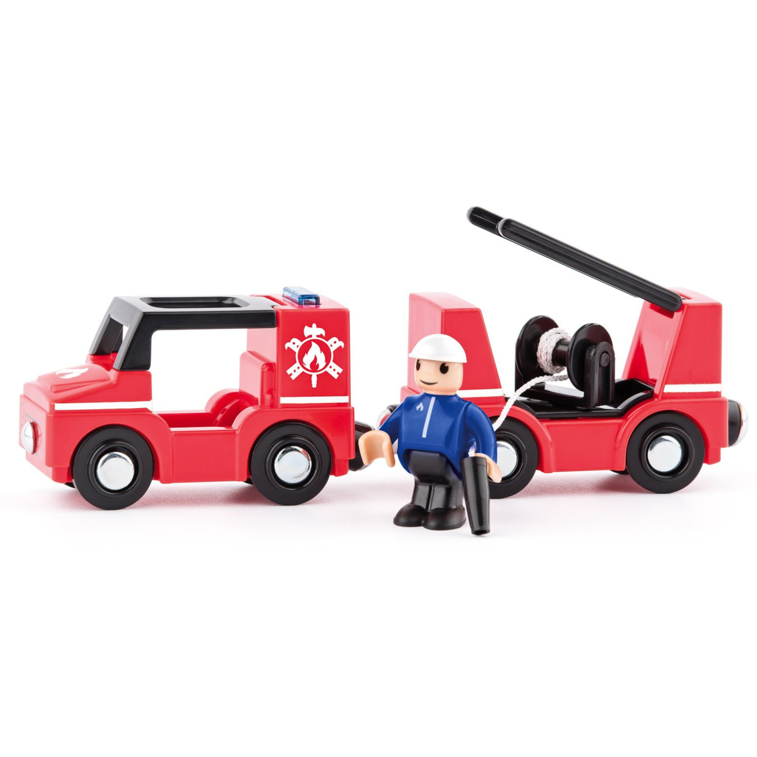 Fire truck for train tracks Age: 2+ Size: 18.5x5.5 cm