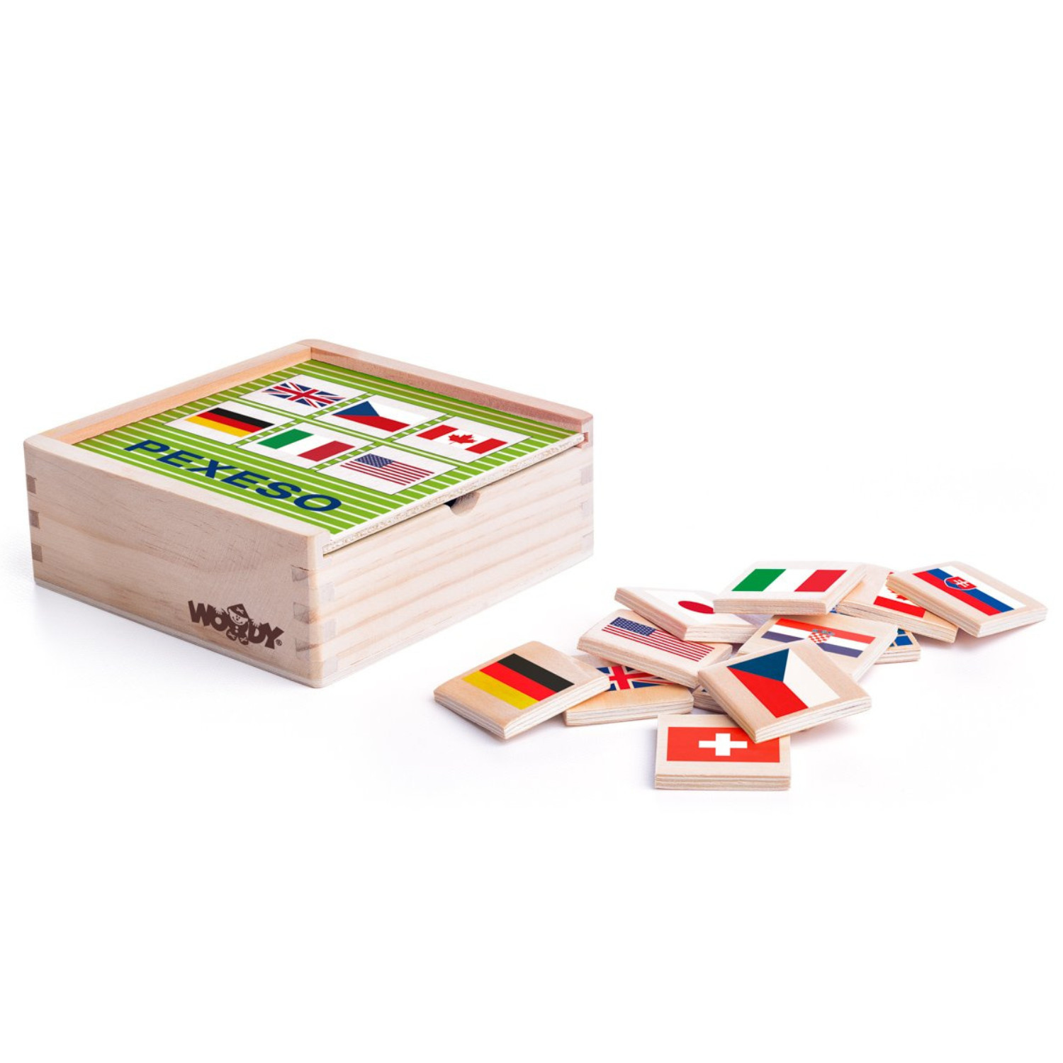 Дървена мемори игра, Знамена Възраст: 2+